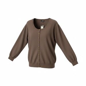 Premise Studio Woman Cardigan Sweater 1X Brown Gold Button Elbow Patch PS331217W